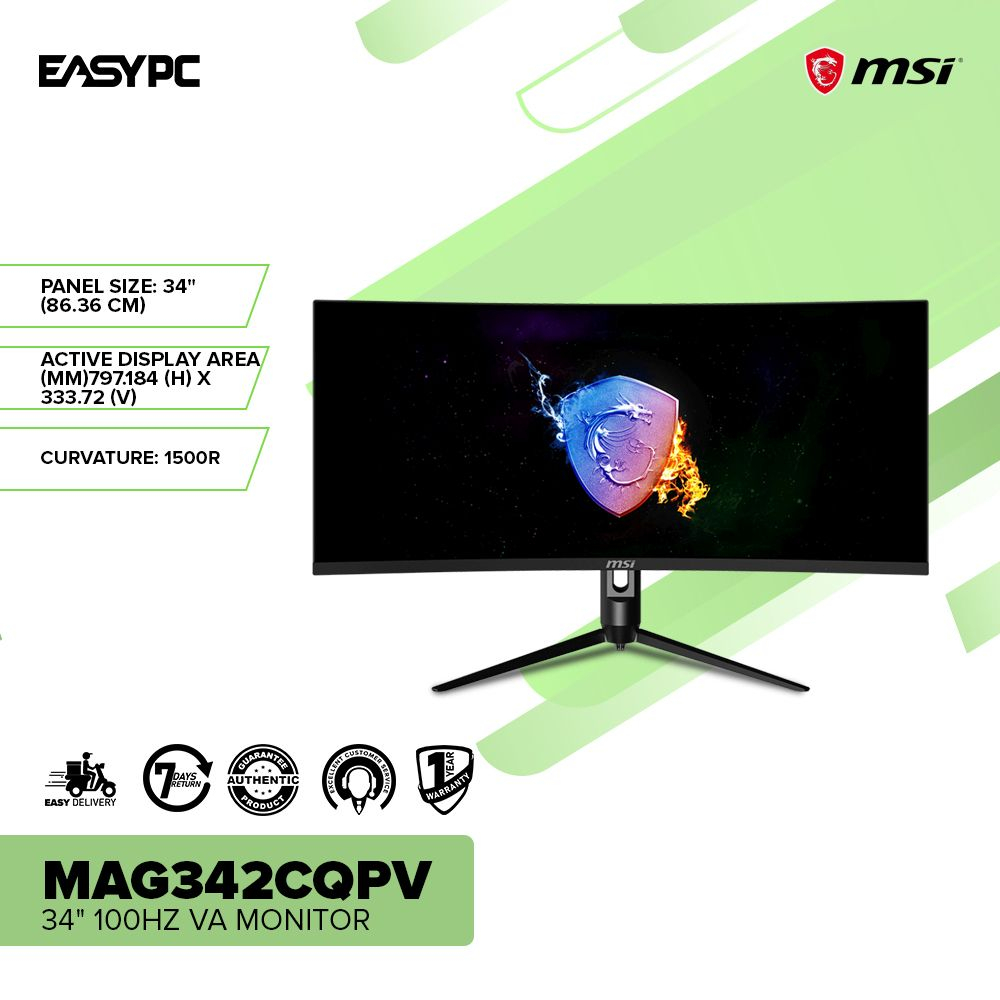 EasyPC| MSI MAG342CQPV 34 inch VA Curved Monitor Gaming| 100Hz ...