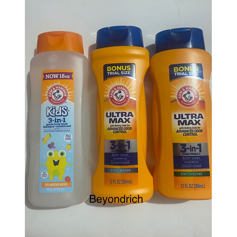 Arm & Hammer Ultra Max 3 in 1 Body Wash Shampoo Conditioner Cool Water
