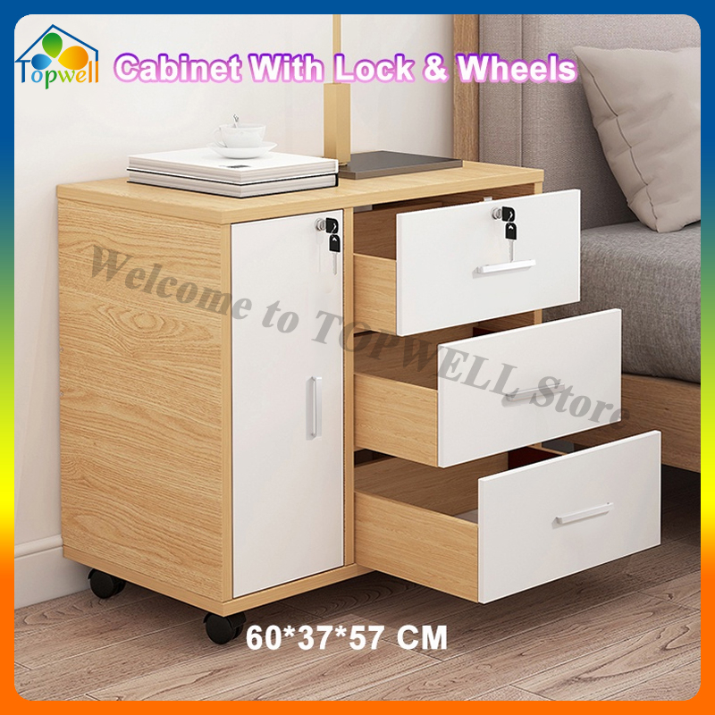 File with lock drawer mobile pulley storage