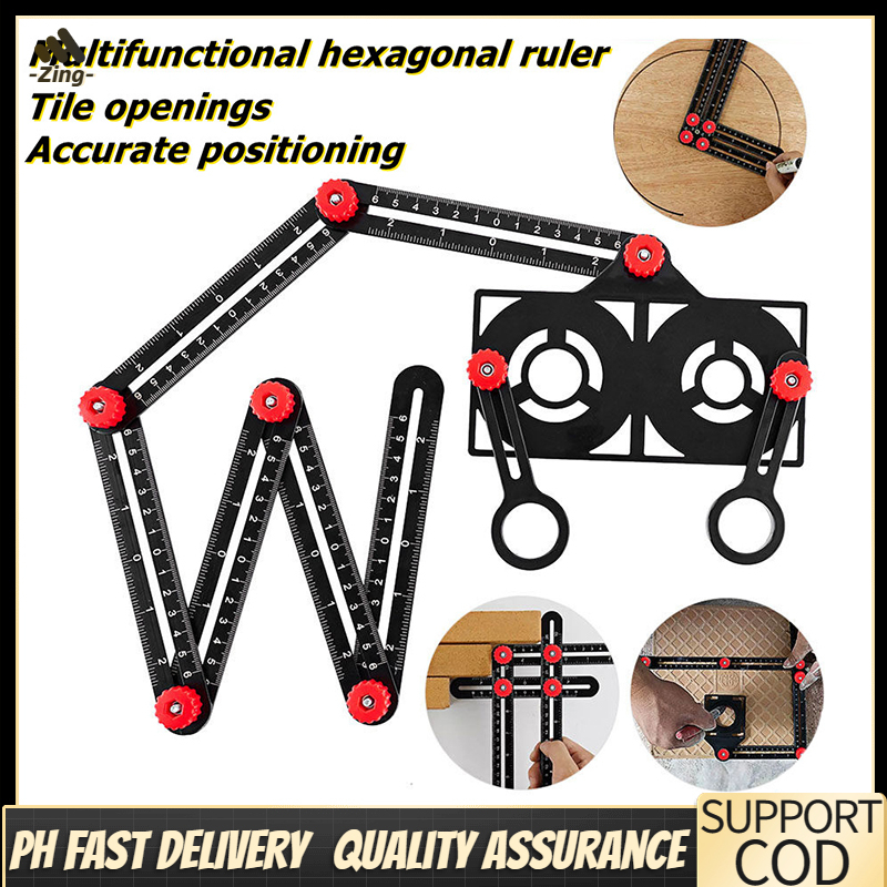 Adjustable Six Fold Tool Ruler Drill Guide Opening Ceramic Tile Hole ...