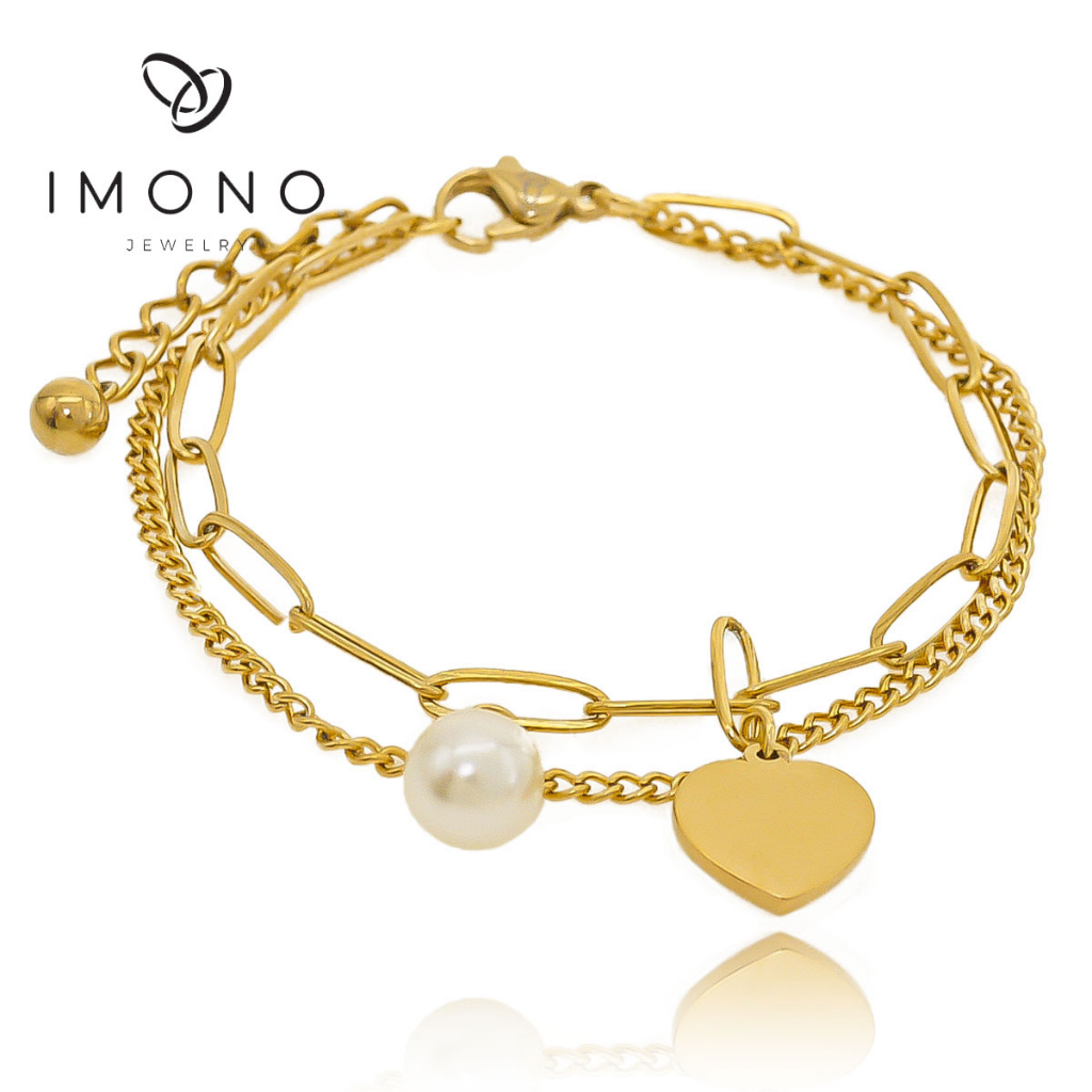 IMONO JEWELRY 10844IST HEART PAPERCLIP CHAIN BRACELET | Shopee Philippines