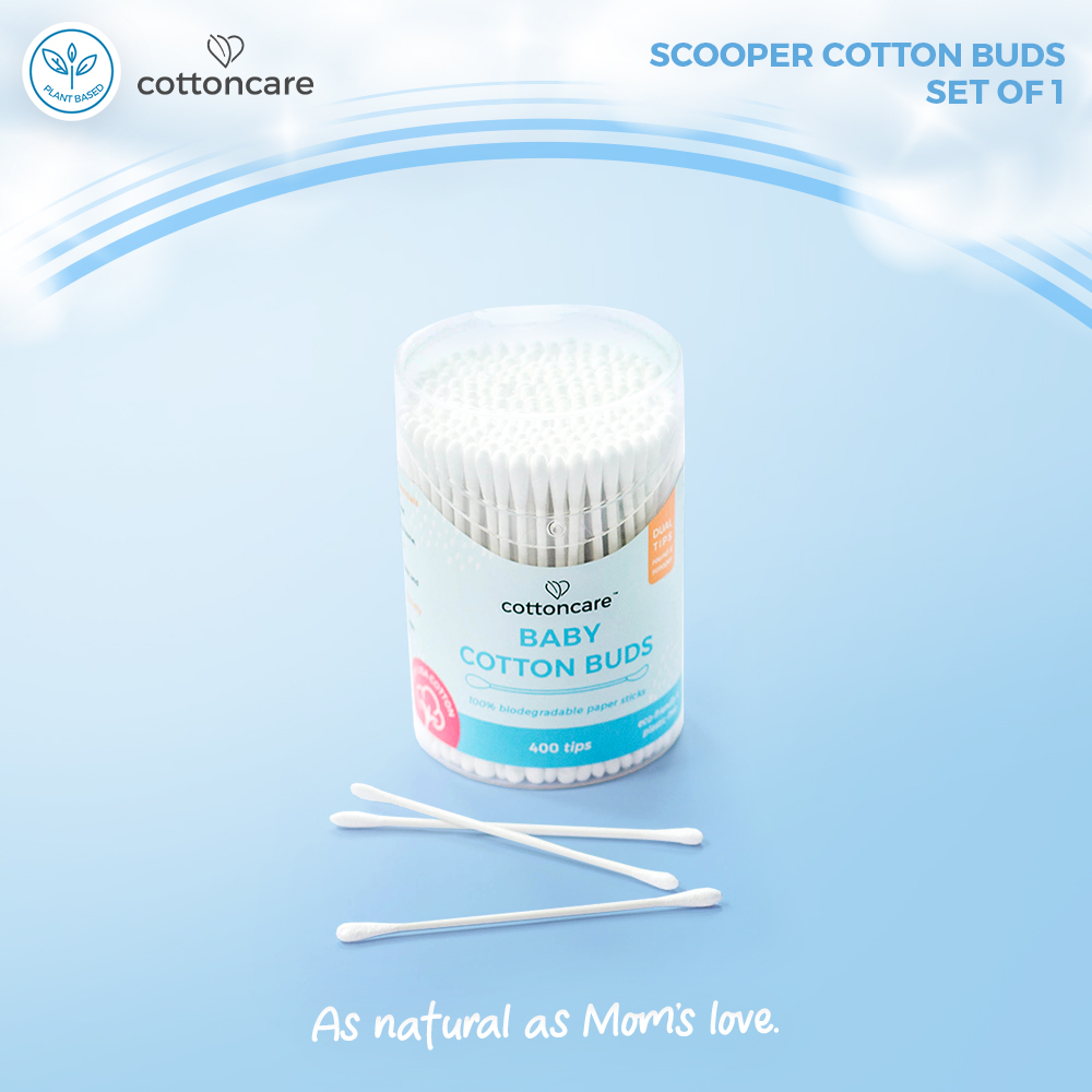 Cottoncare™ (400 Tips) Biodegradable Scooper Baby Cotton Buds Newborn