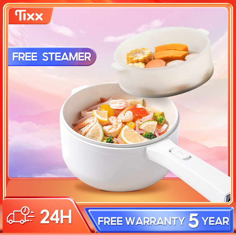 Tixx Electric Cooker With Free Steamer Multifunctional Electric Pot NonStick 2L Shopee