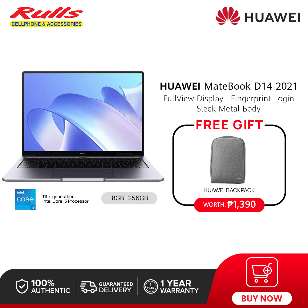 HUAWEI MateBook D14 Laptop Intel® Core™ i3 11th Gen 8GB+256GB Eye