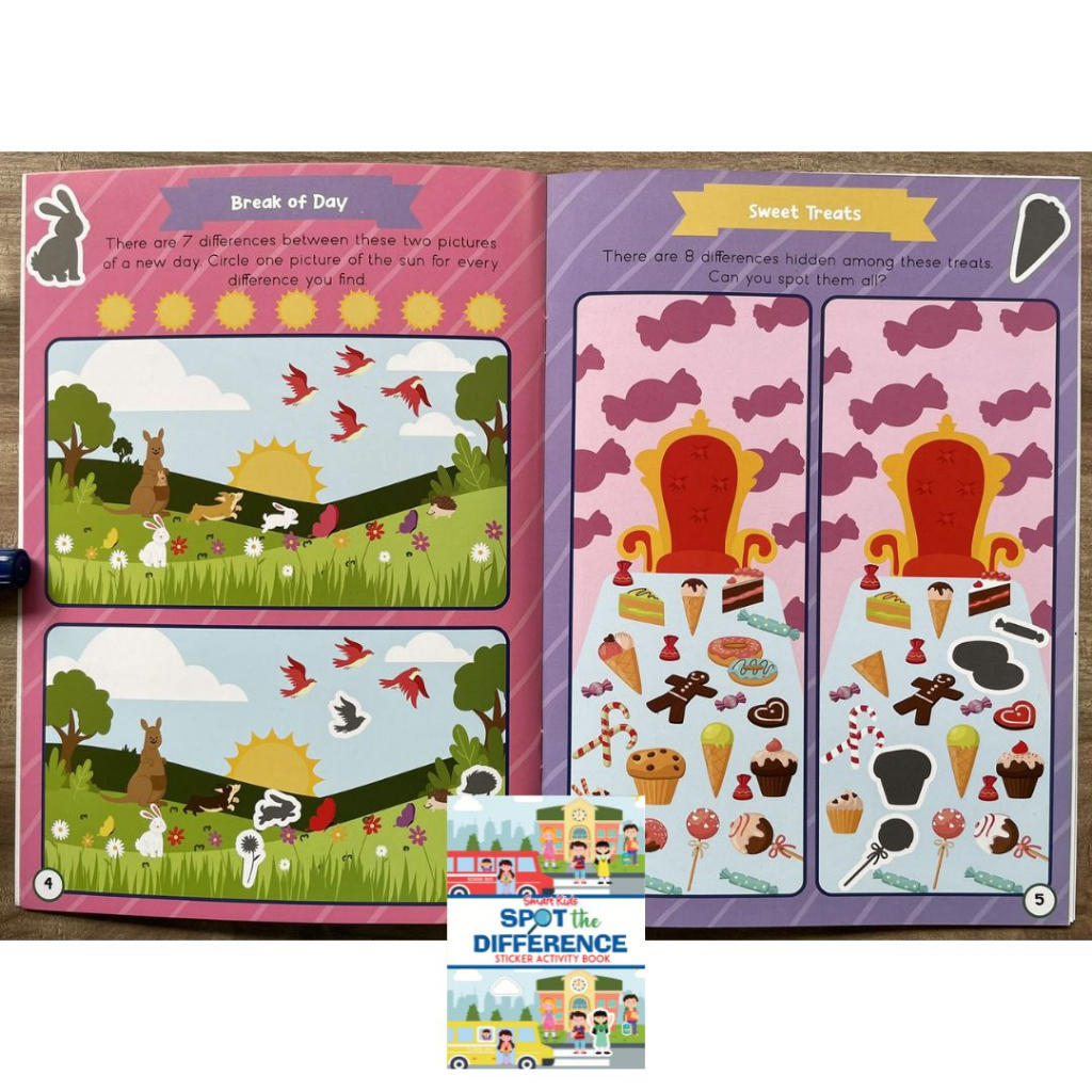 Smart Kids Sticker and Activity Book - SPOT THE DIFFERENCE (brand new ...