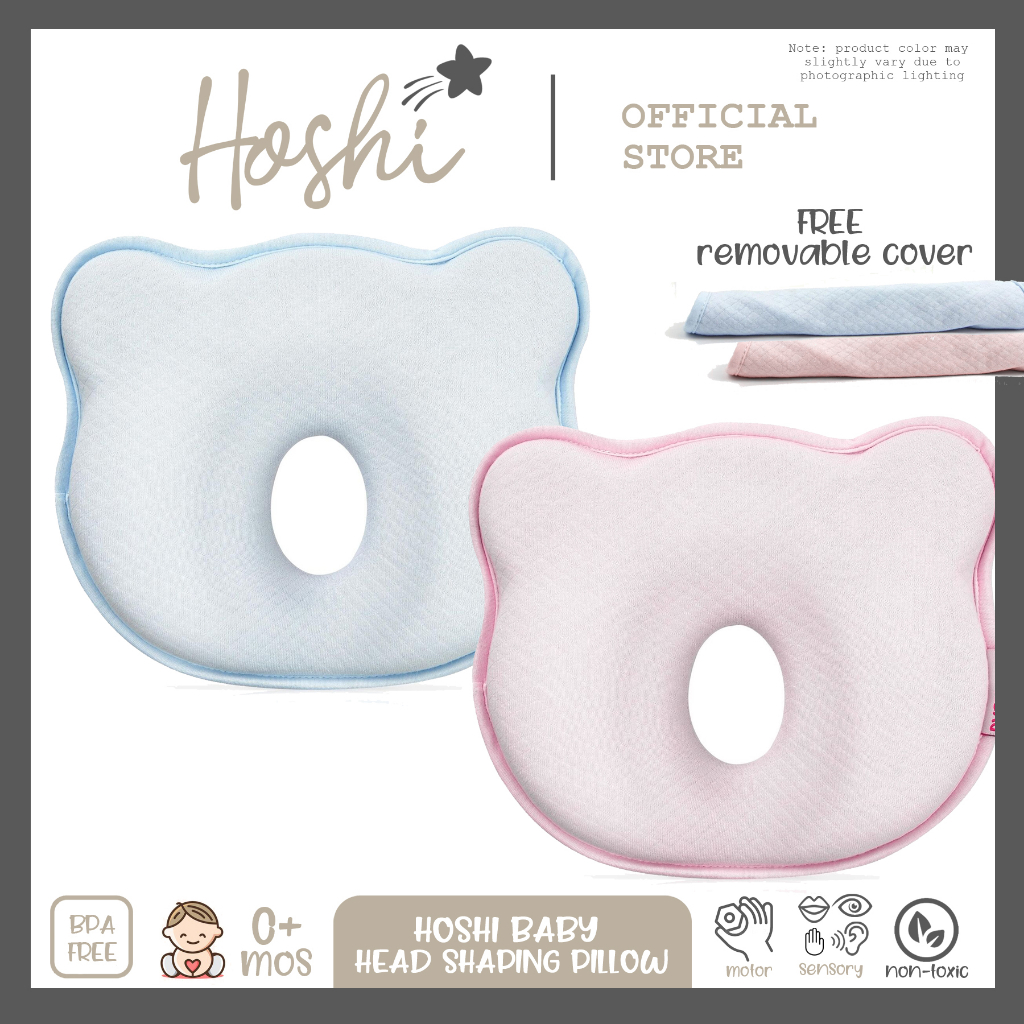 Hoshi Baby Flat Head Prevention Organic Memory Foam Pillow, Head