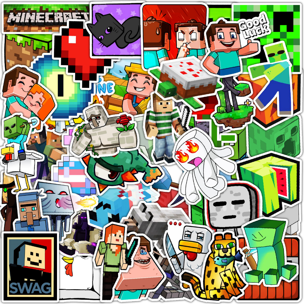 50pcs Minecraft sticker set Waterproof Minecraft Theme stickers phone ...