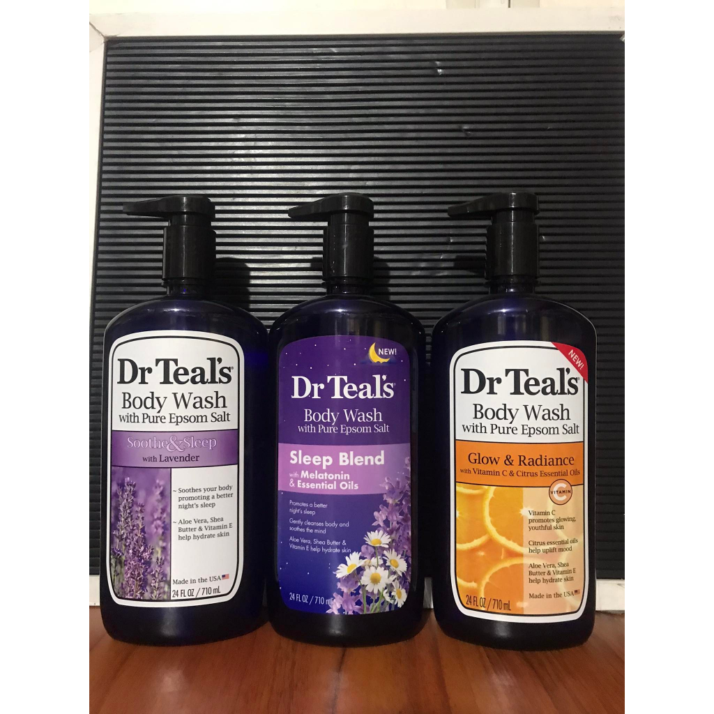 Dr Teal's Body Wash with Pure Epsom Salt , soothe & sleep / sleep Blend / Glow Radiance 710ml
