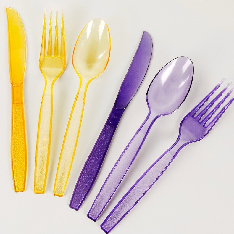 10PCS Plastic Spoon and Fork Disposable Spoon Fork Wedding Birthday Party Tableware Party