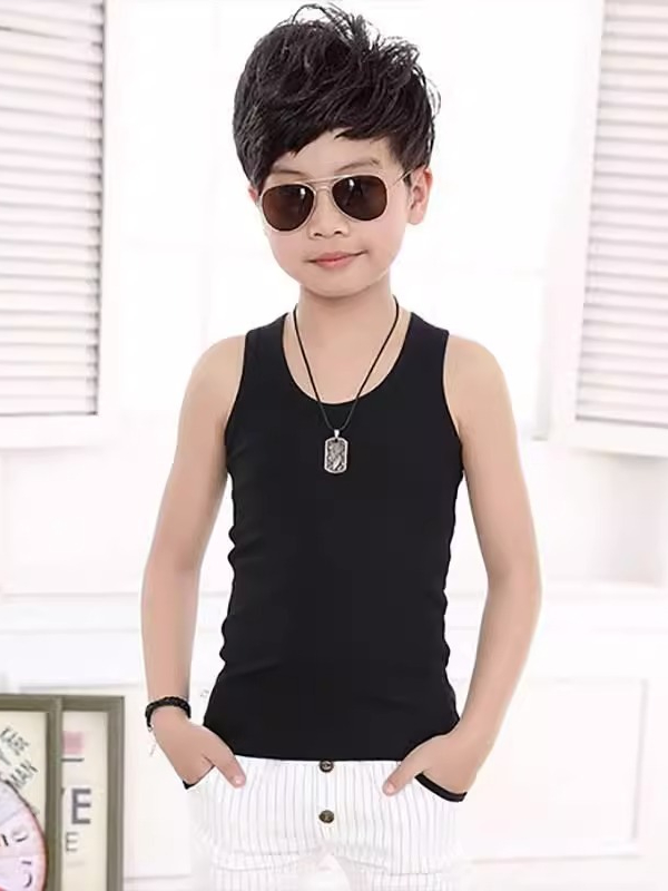KIDS White Sando Oversized Cotton Sports TShirt Boys Tank School High