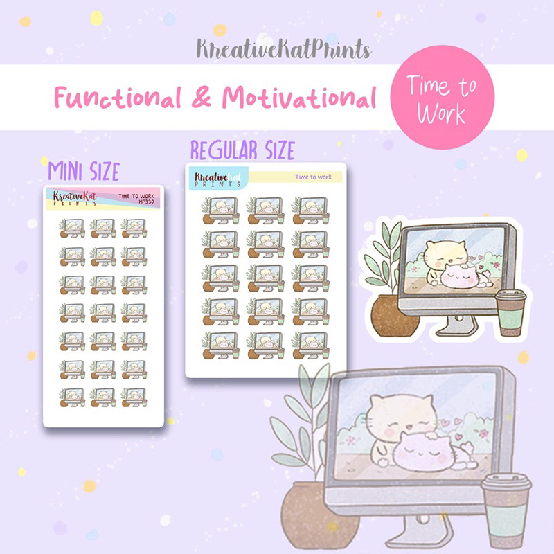 Planner Sticker - TIME TO WORK Functional Stickers for planning ...