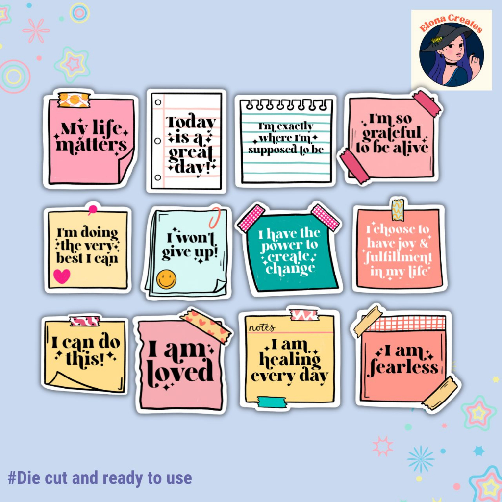 Positive Affirmation Sticky Notes Die Cut Stickers For Planners ...