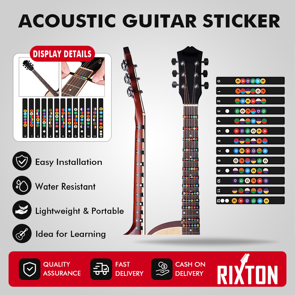 RIXTON Sticker Fretboard Notes Labels Fingerboard Fret Decals for 6 ...