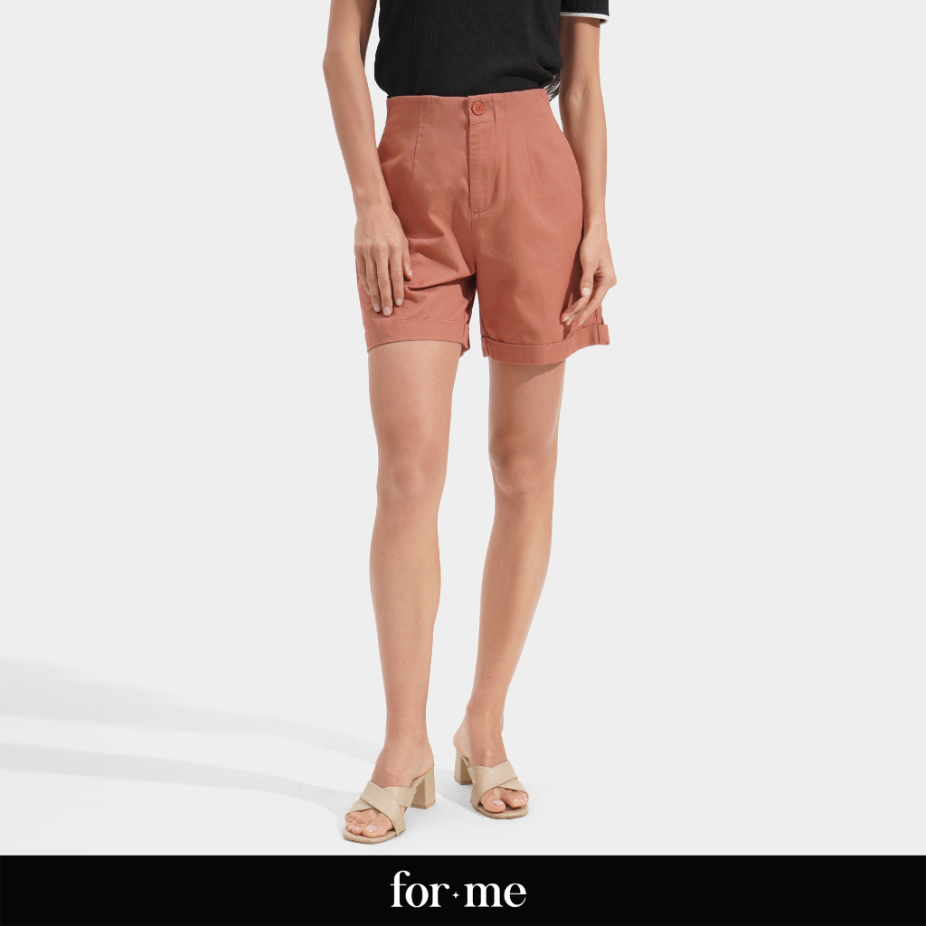 ForMe High Waist Shorts for Women (Navy Blue/Salmon) | Shopee Philippines