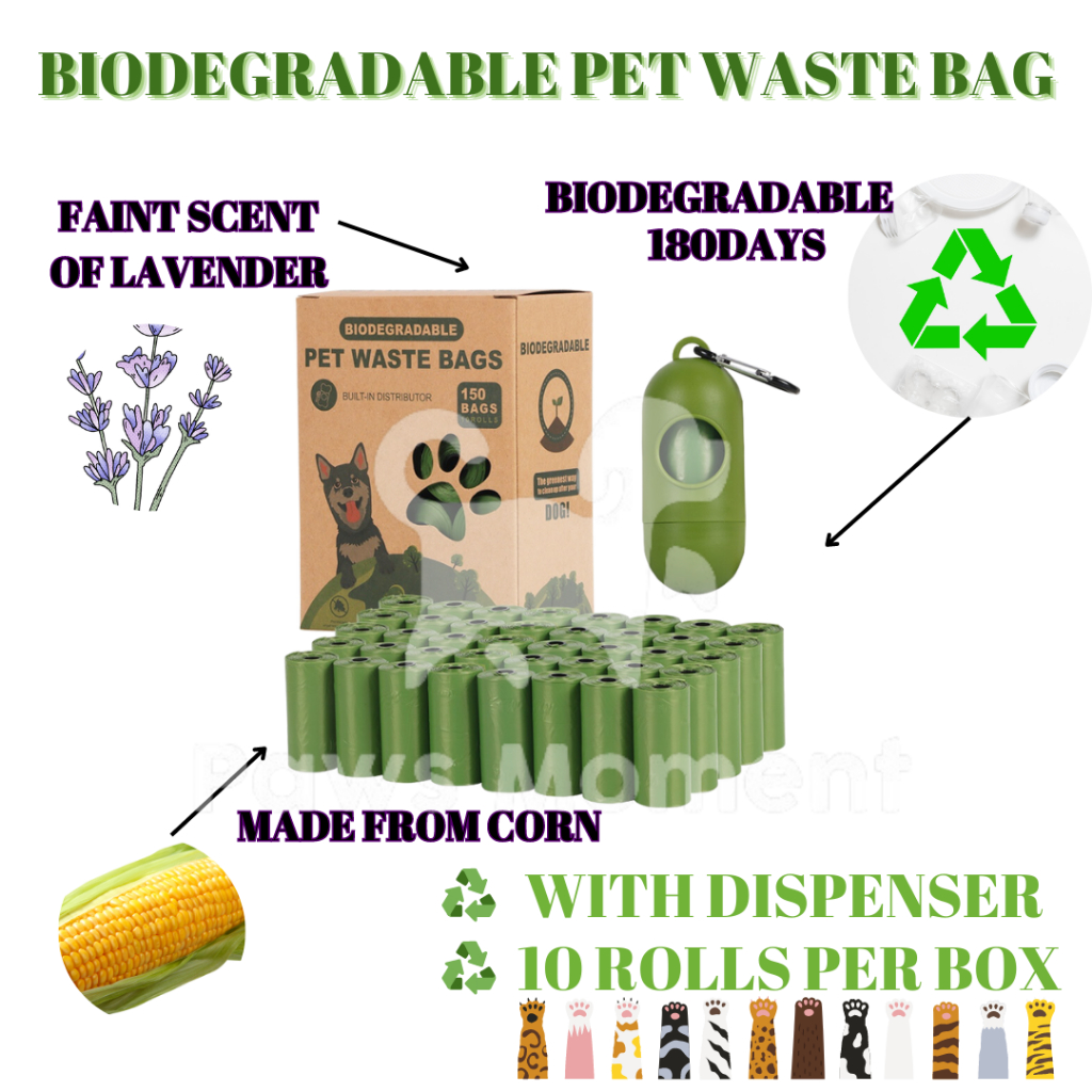 10 Pcs. Biodegradable Pet Waste Poop Bag Ecofriendly Pet Waste Poop Bag with case Shopee
