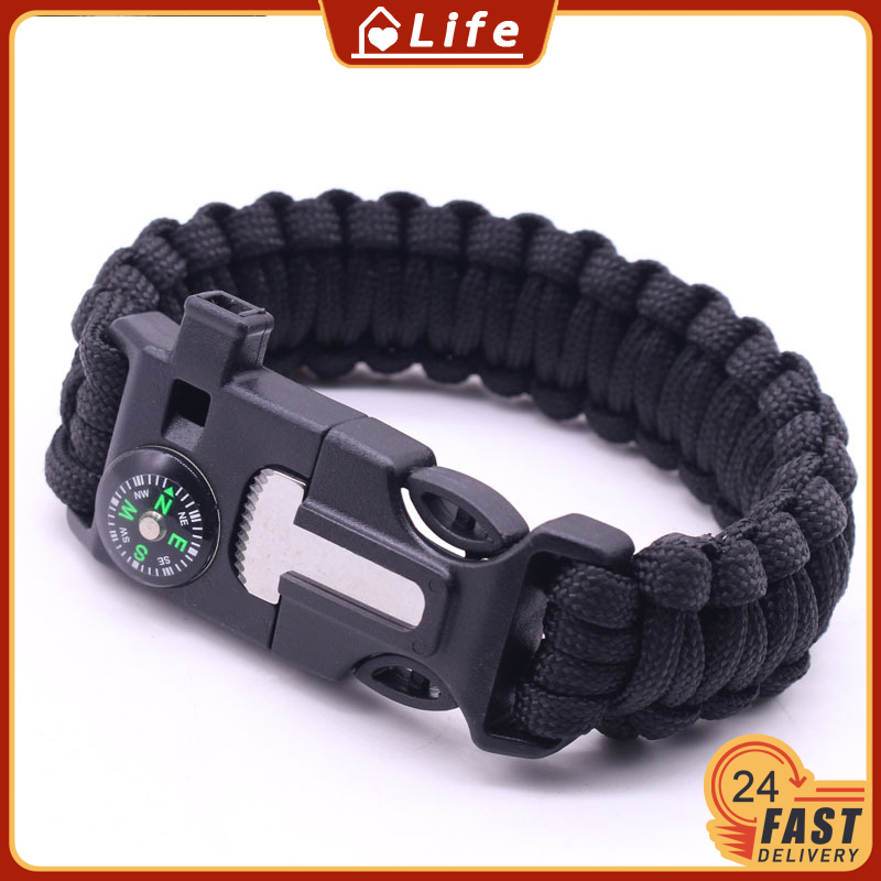 5-in-1 Paracord Survival Bracelet – Compass, Whistle, Fire Starter, Knife – 550lb