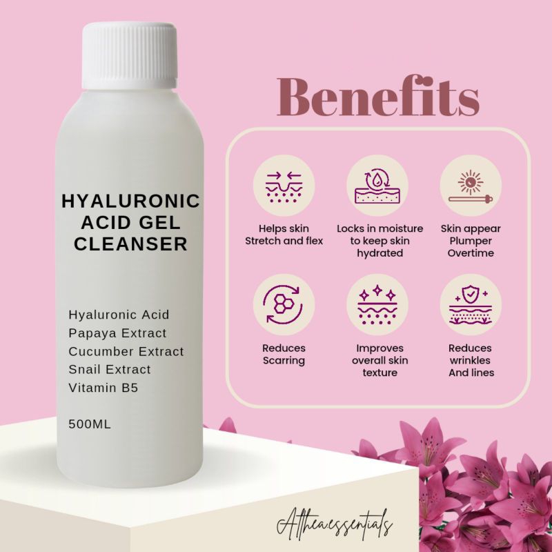 500ml HALF LITER HYALURONIC ACID GEL CLEANSER/ Skin Moisturizer/ For