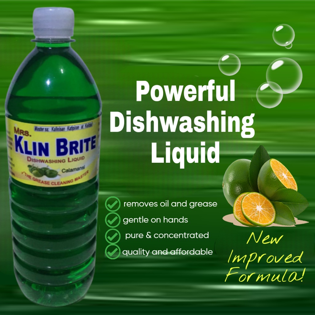 Calamansi Scent Dishwashing Liquid 1L (Mrs. Klin Brite) Shopee