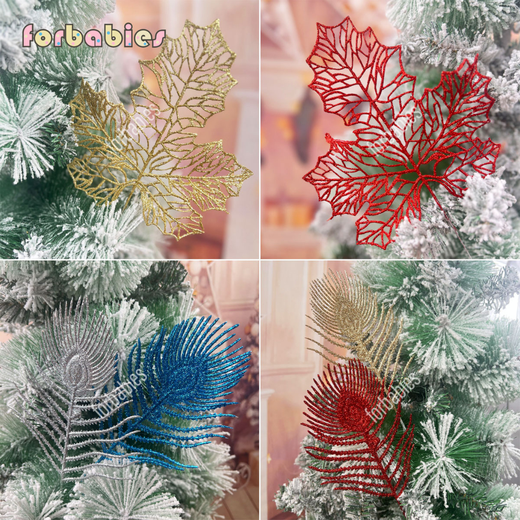 Christmas Tree Leaves Artificial Flowers Maple Leaf Peacock tail Leaves