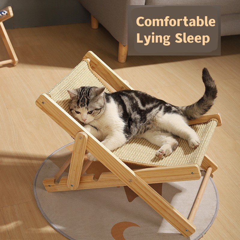 Cat Lounge Chair Wood Foldable Cat Nest Lounge Chair Wearresistant