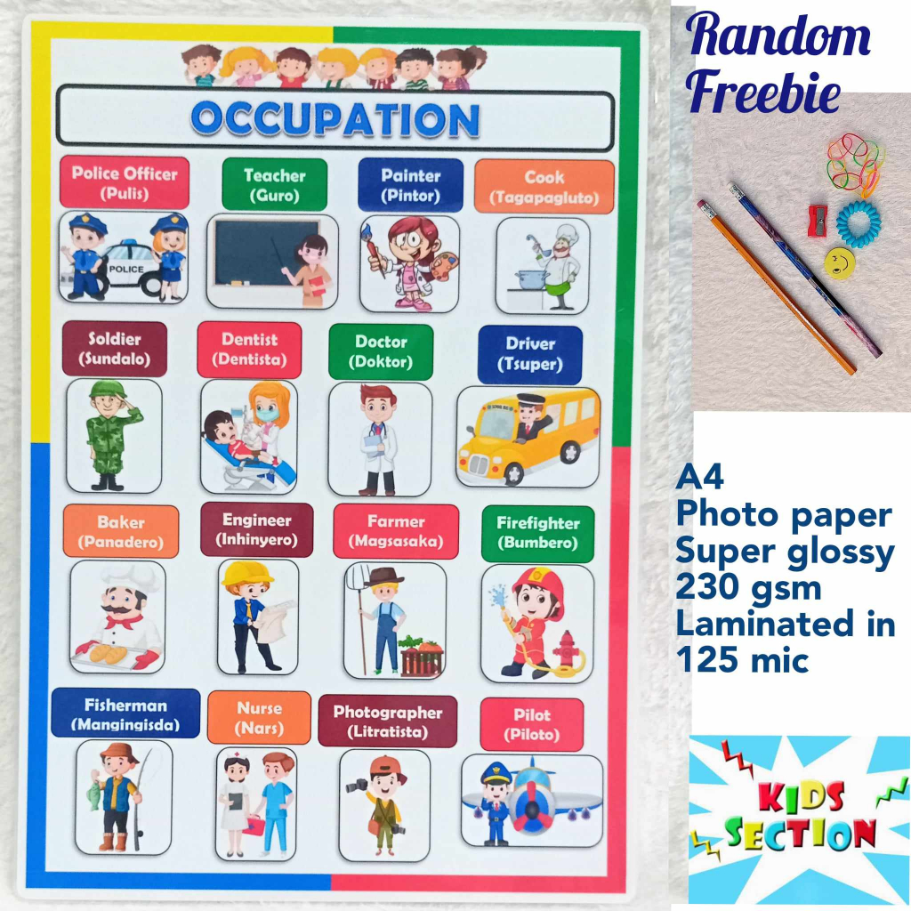 Laminated Educational Chart - Occupation | Shopee Philippines