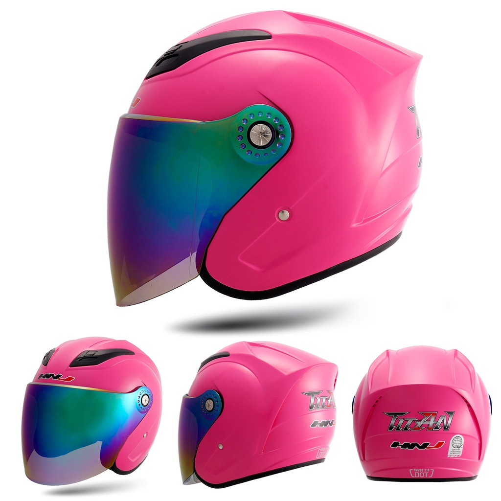 𝗕𝗣𝗦 Hnj Motorcycle Helmet Half Face Helmet For Woman Man Tinted Visor