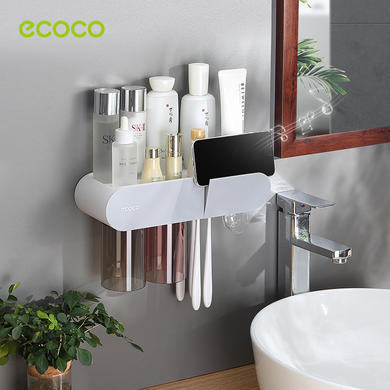 Ecoco Toothbrush Holder with Cups Wallmounted Toothpaste