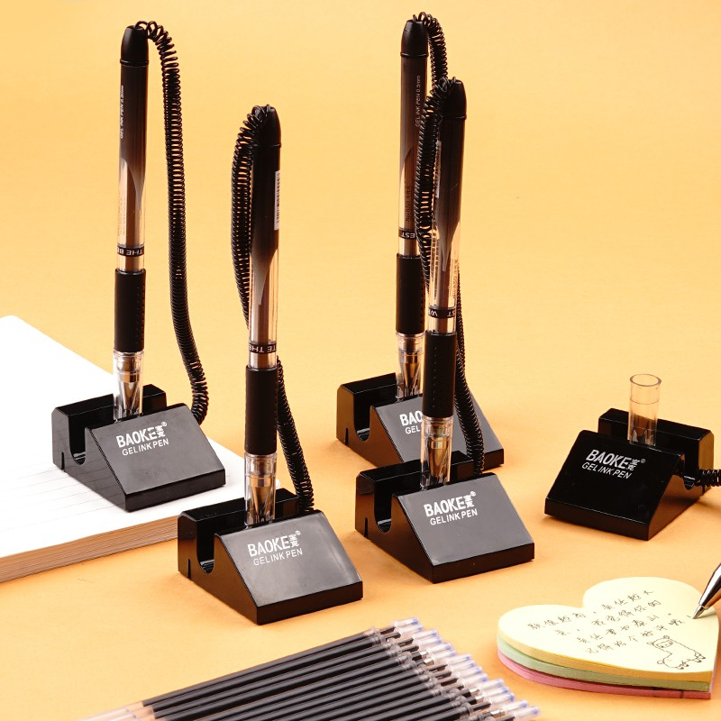 0.5mm Table Top Pen Black Counter Pen Desk Table Pen with String Office