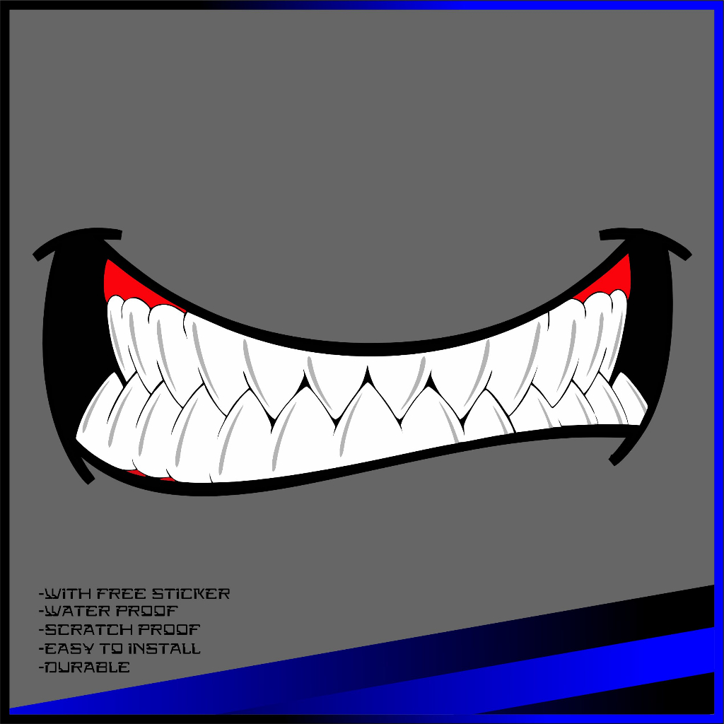 Scary Devil Tooth Helmet Car Stickers Waterproof Camper Van 13cm ...