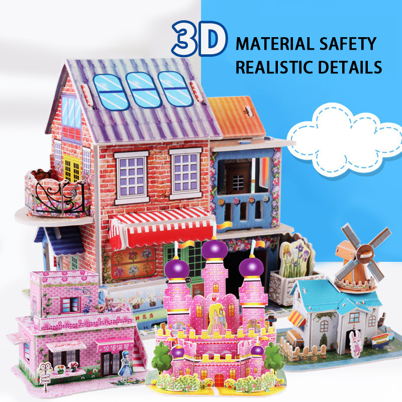 3D Paper Jigsaw Toy For Kids ducation Toys houses Puzzle Wood House ...