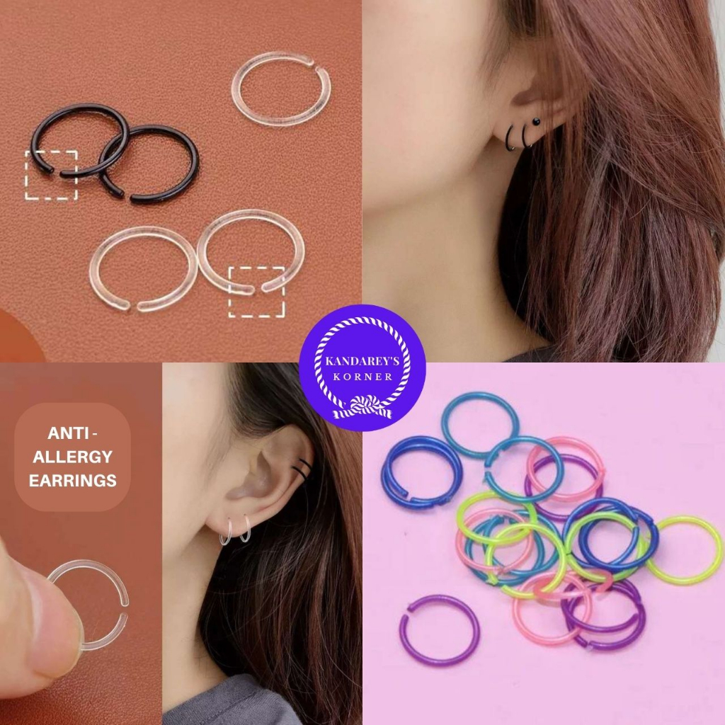 Earring Pins Plastic 𝟏 𝐏𝐀𝐈𝐑 Hoop Round AntiAllergy Ear Piercing