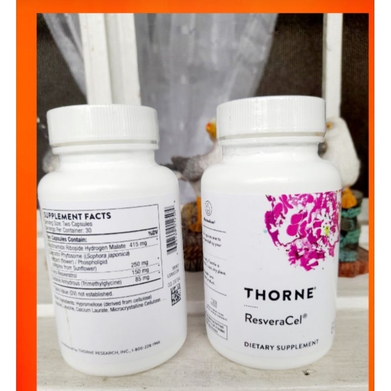 THORNE ResveraCel 60 capsules. Nicotinamide Riboside with Quercetin