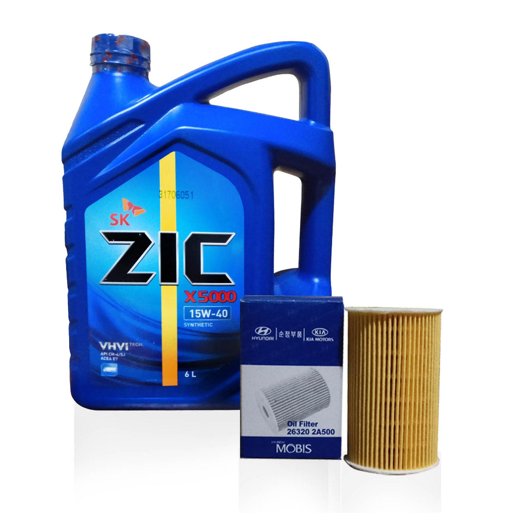 SK ZIC X5000 15W-40 Fully Synthetic Diesel Motor Oil Bundle for Hyundai ...