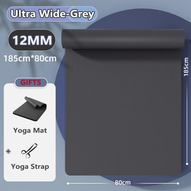 Olyhealth 12MM Mat Yoga Mat Exercise Mat With Carrying Strap（Large SIZE