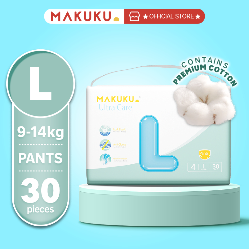 MAKUKU AntiClump Breathable Ultra Care Diaper Pants Large 30's