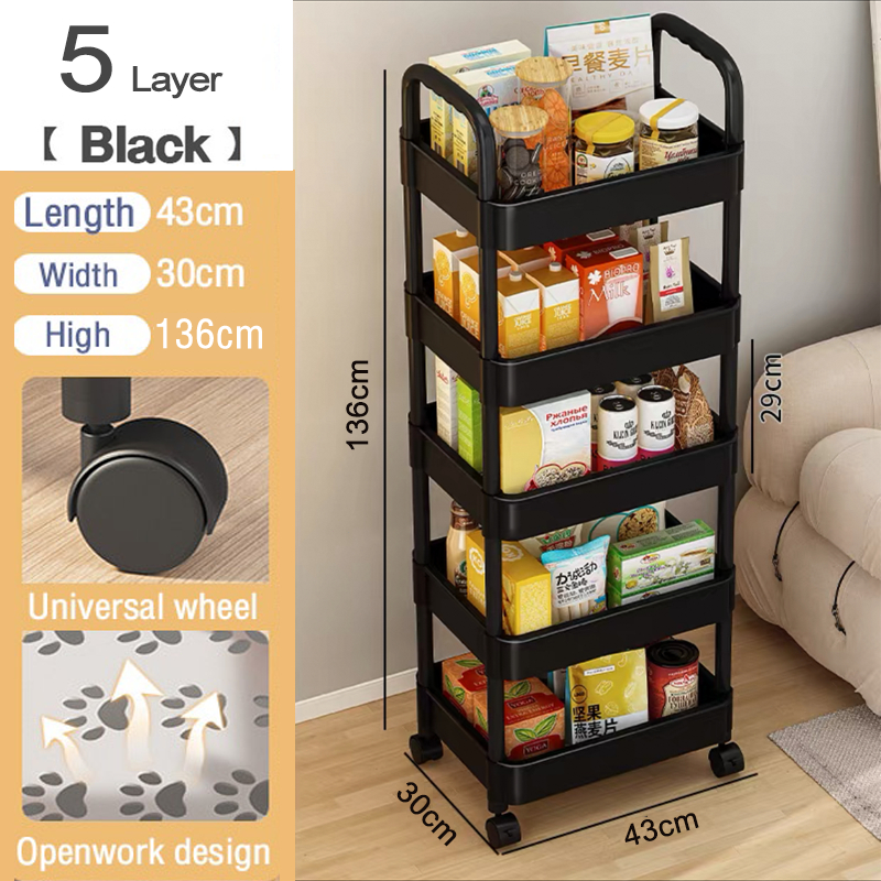 PoP Kitchen Trolley Cart Shelf with Wheels and Handle Home Bedroom ...