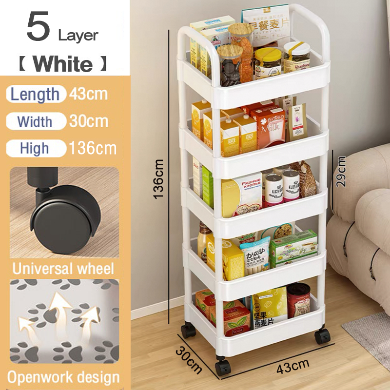 PoP Kitchen Trolley Cart Shelf with Wheels and Handle Home Bedroom ...