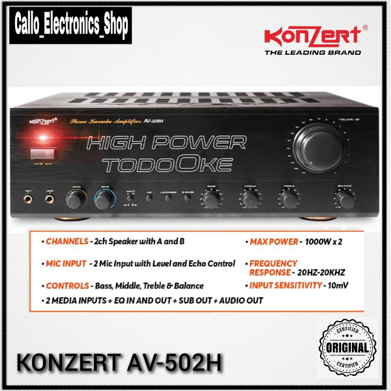 Original Konzert AV 502H 1000W X 2 High Power TodoOke Stereo Karaoke