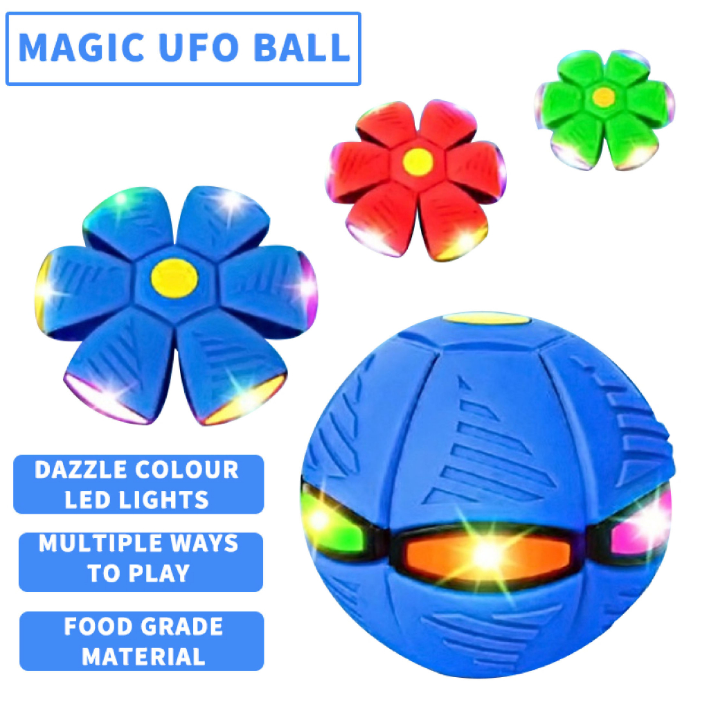 Magic Flying Saucer Ball UFO Flat Throw Disc Ball with LED Light Toy