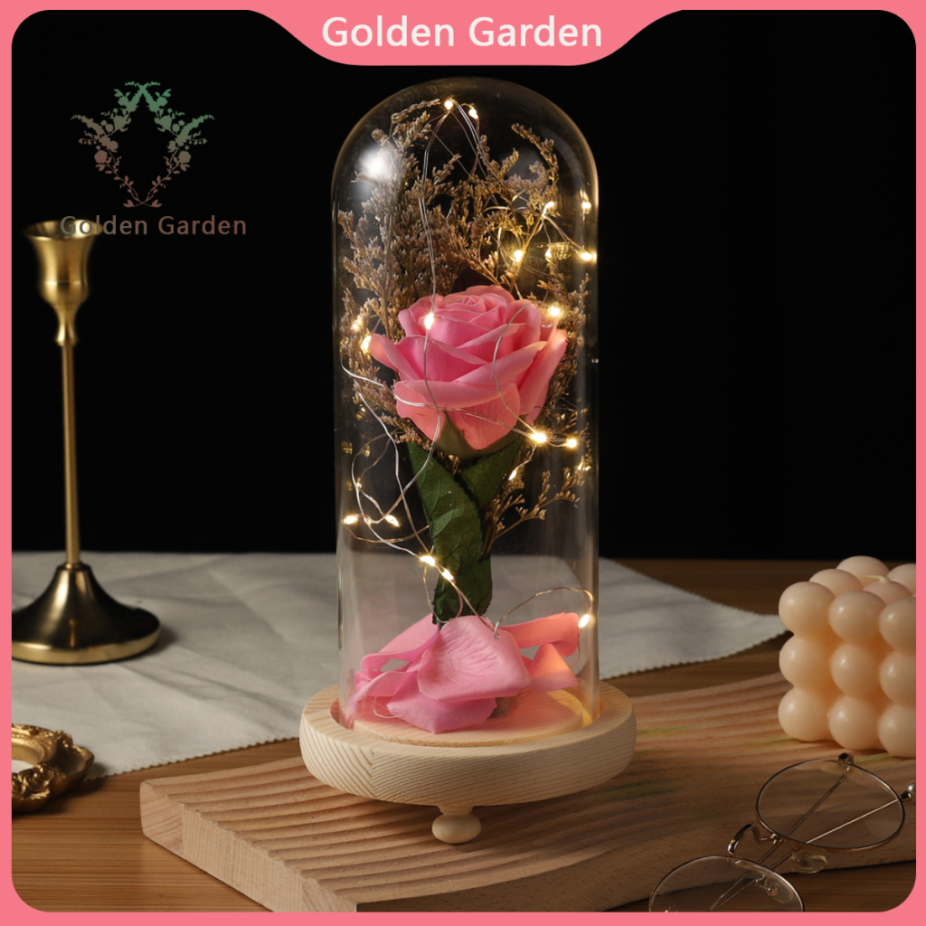 Enchanted Rose Flower Lamp eternal rose with light carnation flower