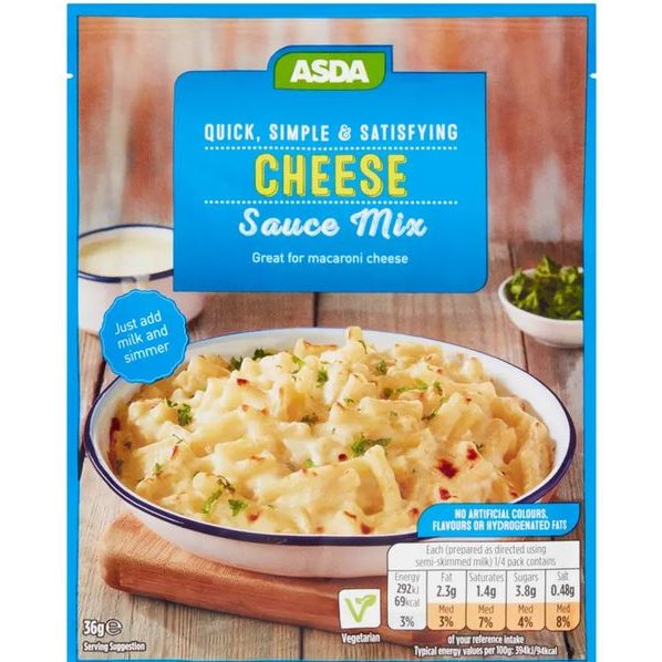ASDA Cheese Sauce Mix 36g. Add creamy British goodness to your dishes