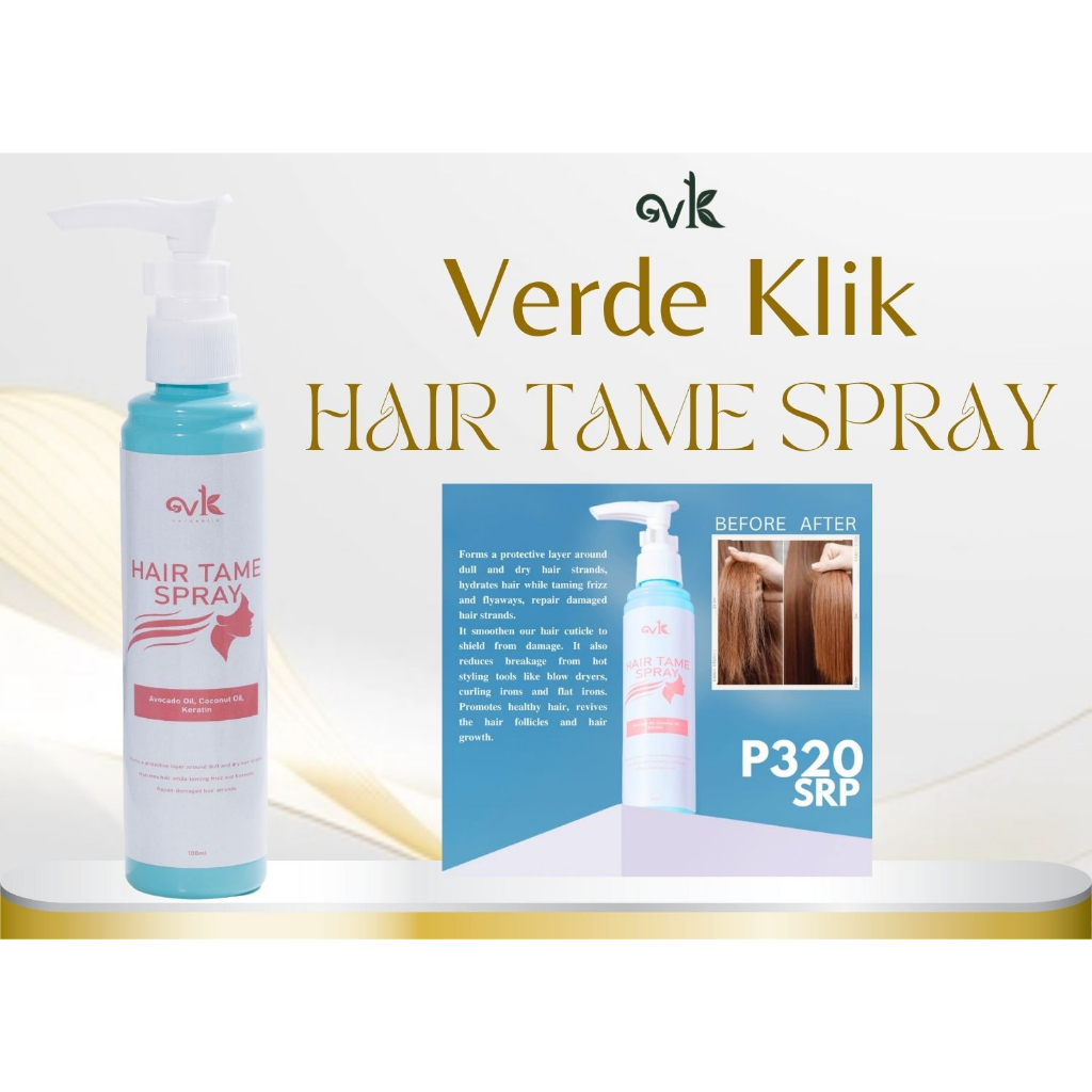 Verde Klik Hair Tame Spray (Antifrizz formula, non stiffening) Shopee