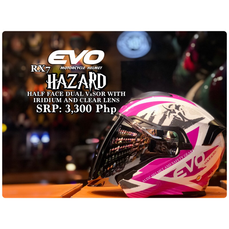 EVO RX7 HAZARD HALF FACE HELMET | Shopee Philippines