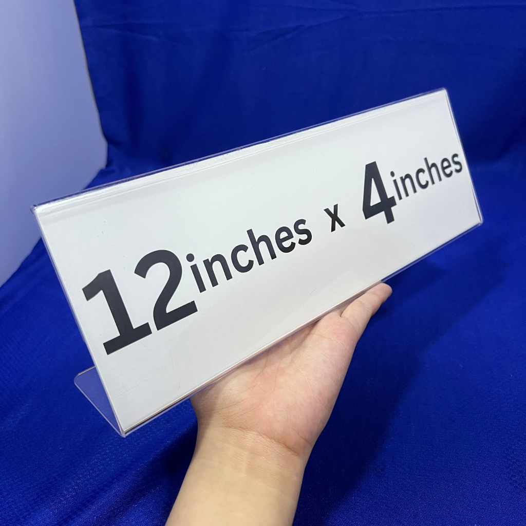 Clear Acrylic 12x4 Slant Style Table Sign Holder Landscape – One-Sided ...