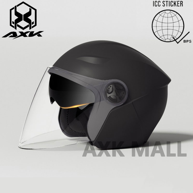 AXK half Face Motorcycle Helmet Single Mirror