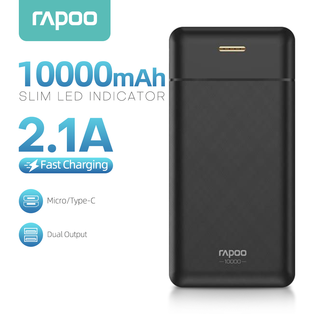 Rapoo Original 12W Powerbank 2 Input and 2 Ouputs 5V 2A Power Bank 10000mah 20000mah 30000mah