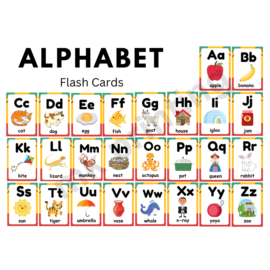 Alphabet Flash Cards Laminated Education Flash Cards With Or Without 