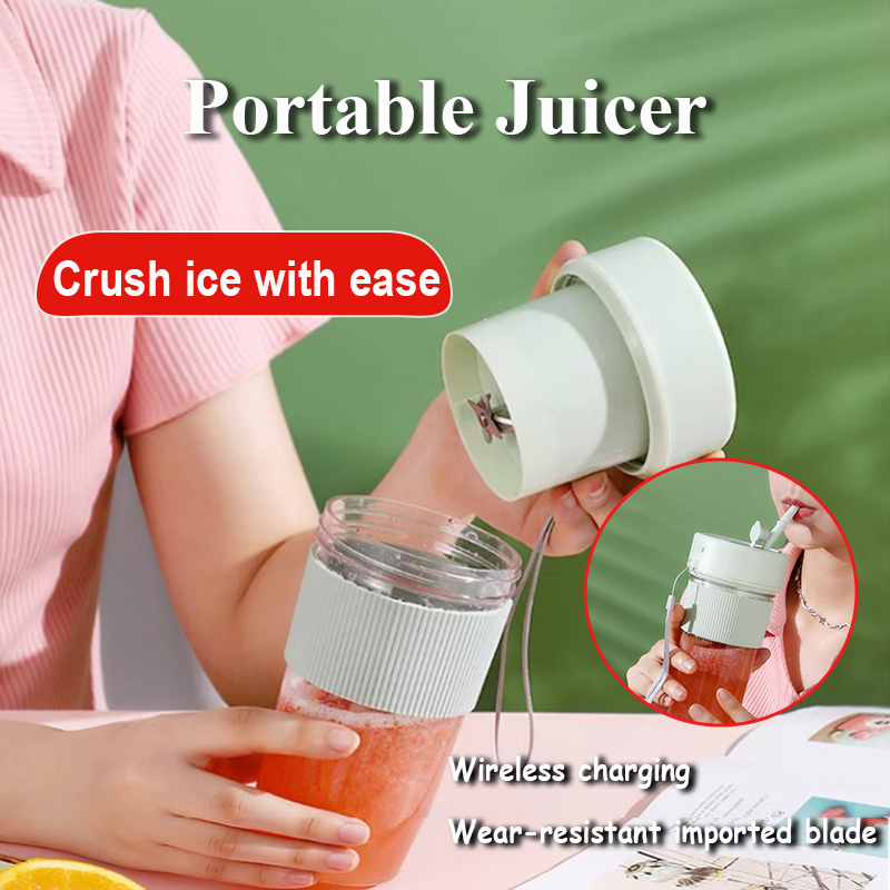 (18000rpm) stainless steel 6 blade portable juicer with straw rechargeable mixer juicer cup