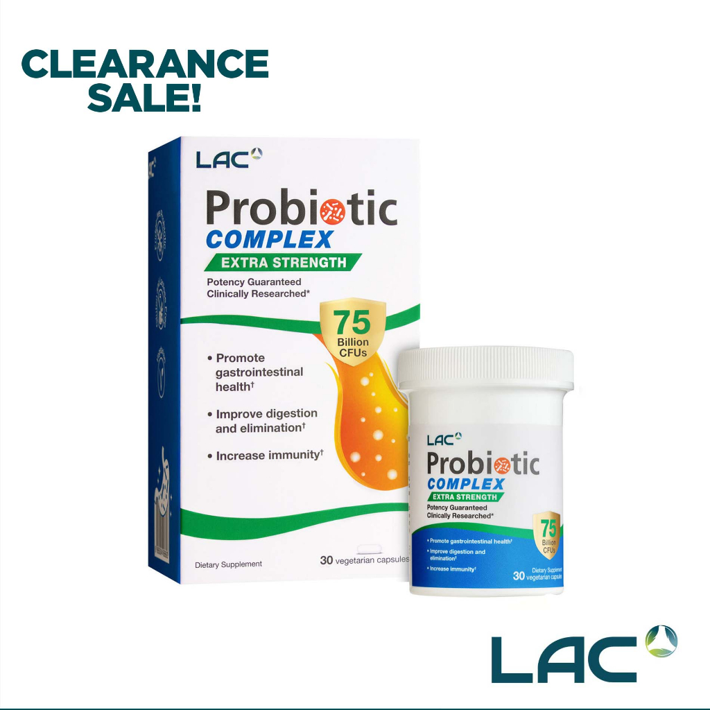 LAC Probiotic Complex 75 Billion CFU 30 Capsules (Consume within March