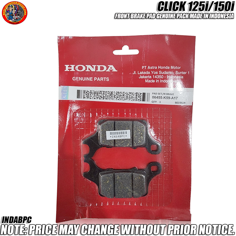CLICK 125i/150i FRONT BRAKE DISC PAD GENUINE PACK MADE IN INDONESIA